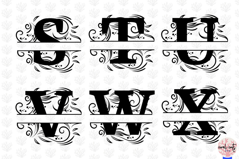 floral-split-alphabet-monogram-svg-eps-dxf-png-file