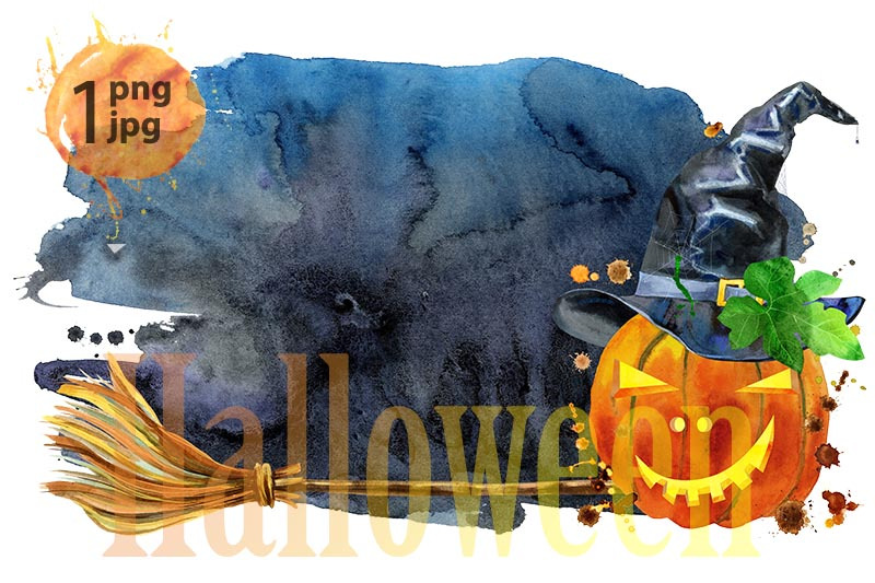 watercolor-halloween-hand-drawn-holiday-illustrations-on-black-backgr