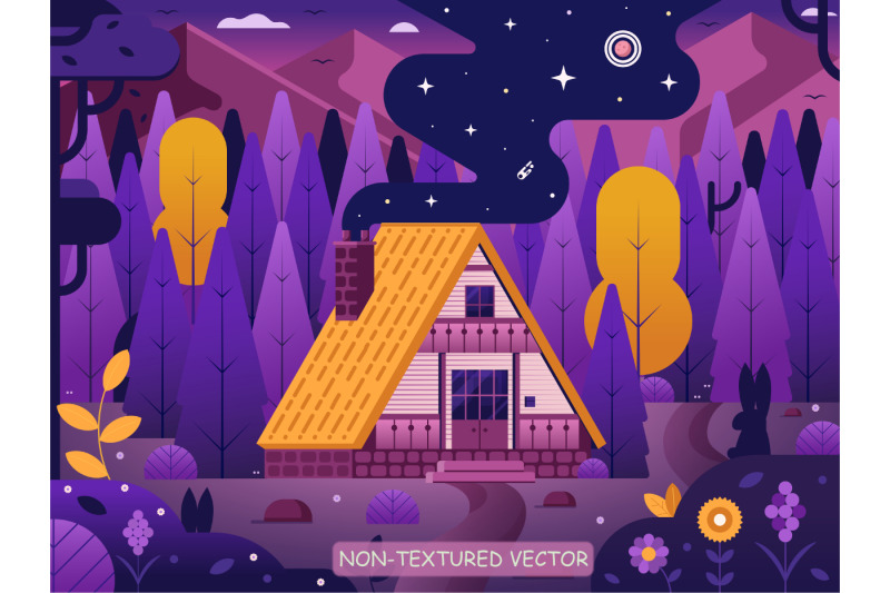 forest-chalet-house-by-night