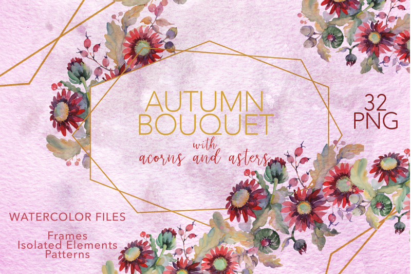 autumn-bouquet-with-acorns-and-asters-watercolor-png