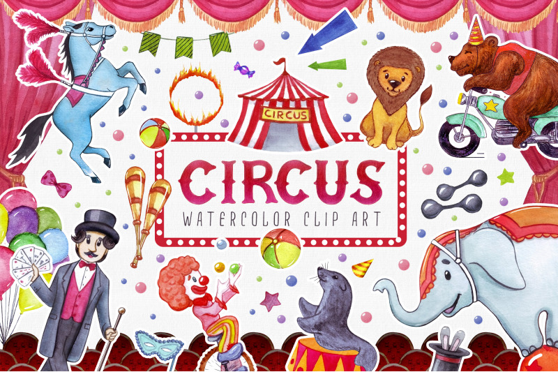 circus-watercolor-cute-clip-art
