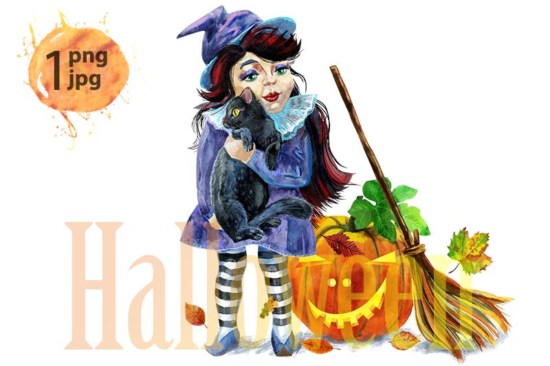 halloween-holiday-little-girl-witch-and-cat