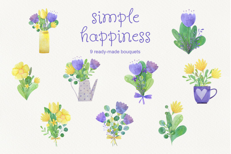 simple-happines-set-of-watercolor-bouquets