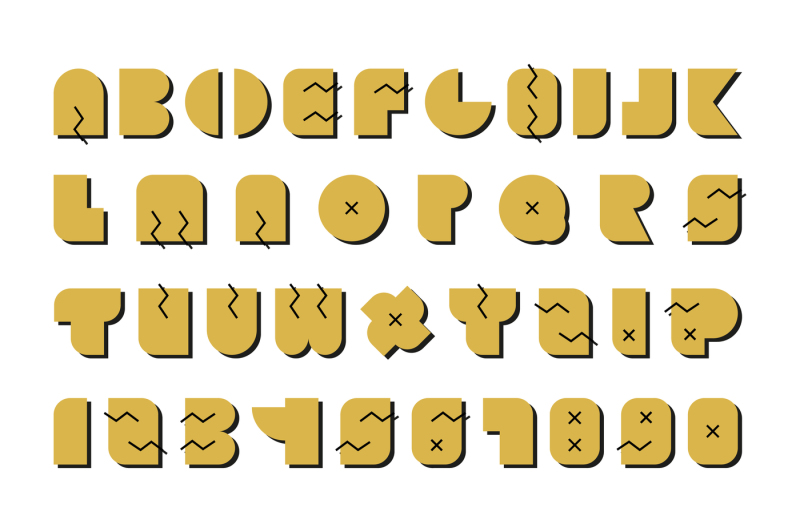 vector-alphabet-gold-memphis-font