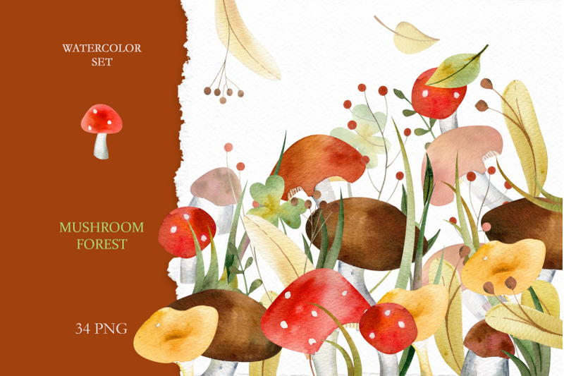 watercolor-mushroom-forest