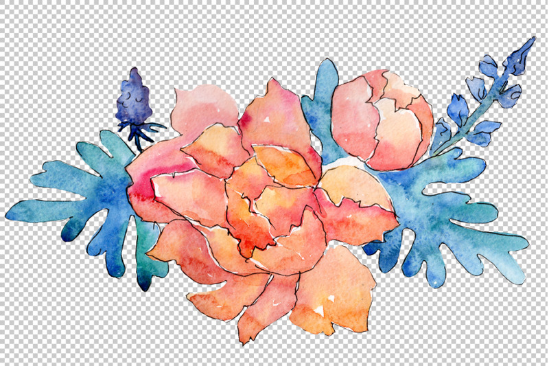 bouquet-charming-tenderness-watercolor-png