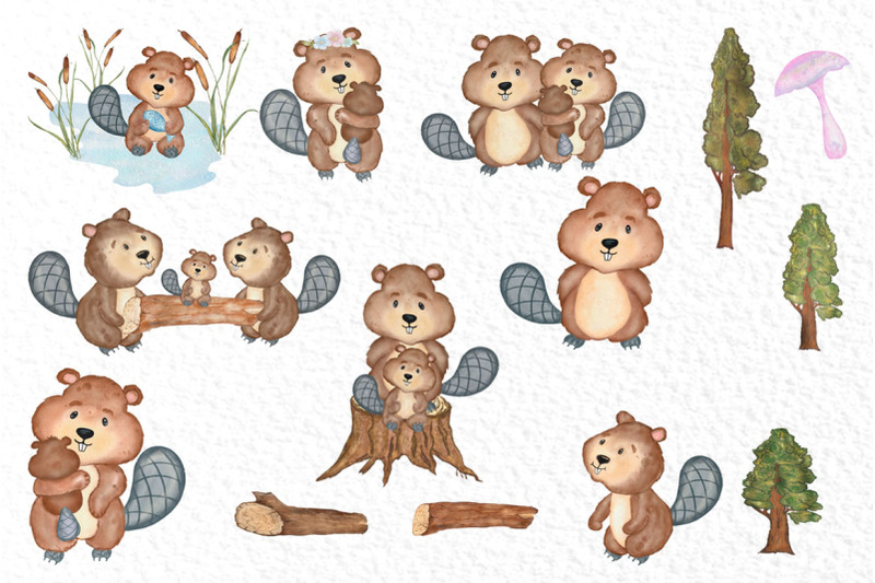 watercolor-animals-clipart-beaver-clipart-forest-animals