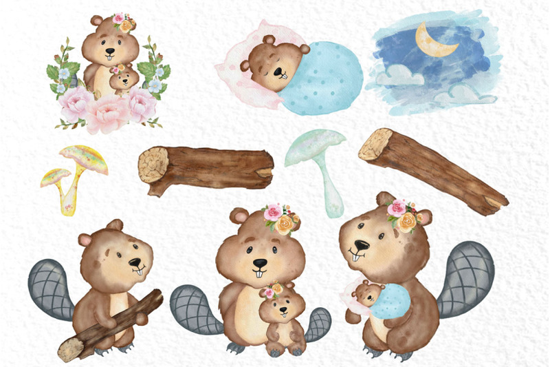 cute-animals-woodland-animals-watercolour-beaver-clip-art
