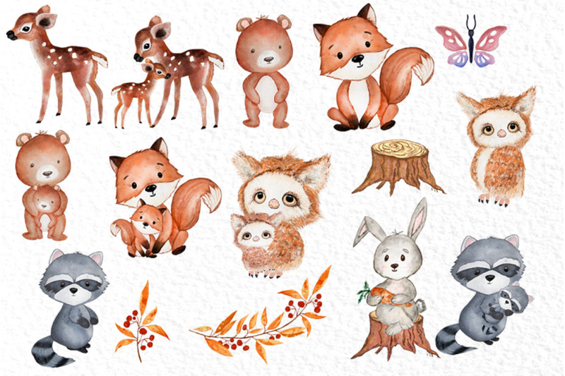 forest-friends-woodland-animals-cute-watercolor-animals