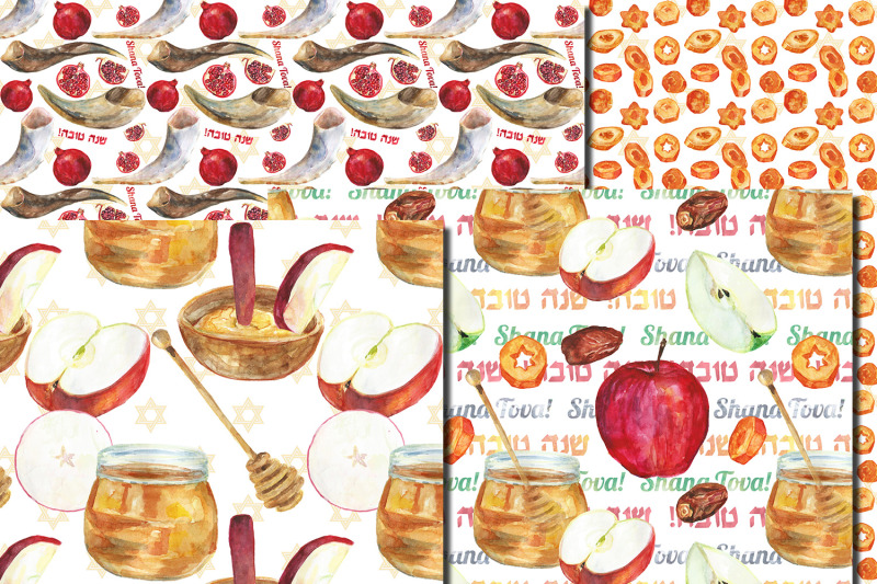 watercolor-rosh-hashanah-seamless-pattern