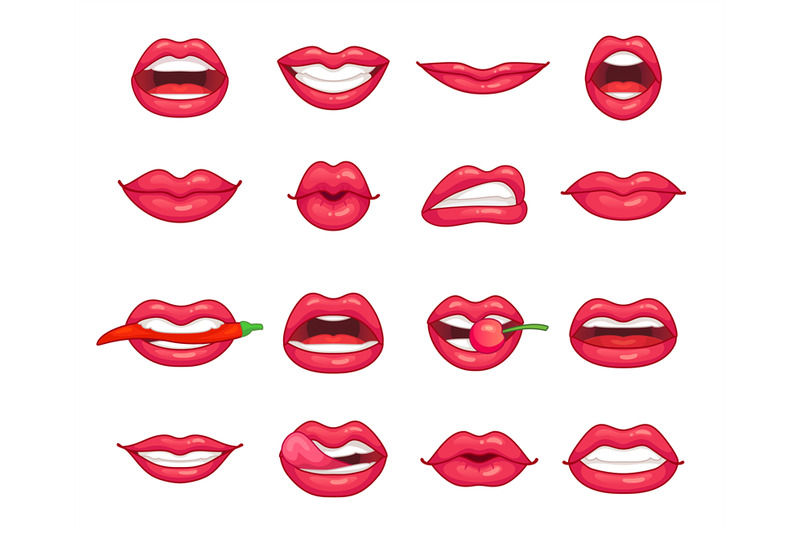 lips-collection-beautiful-girl-smiling-kissing-biting-pepper-cherr