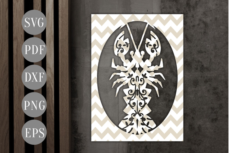 lobster-frame-papercut-template-sea-creature-summer-svg-pdf
