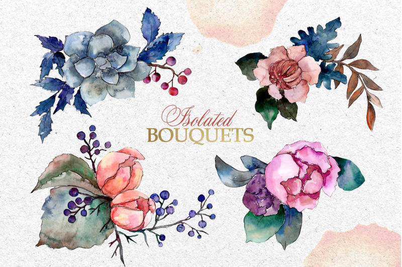 vintage-flowers-bouquet-watercolor-clipart-digital-flowers-clipart