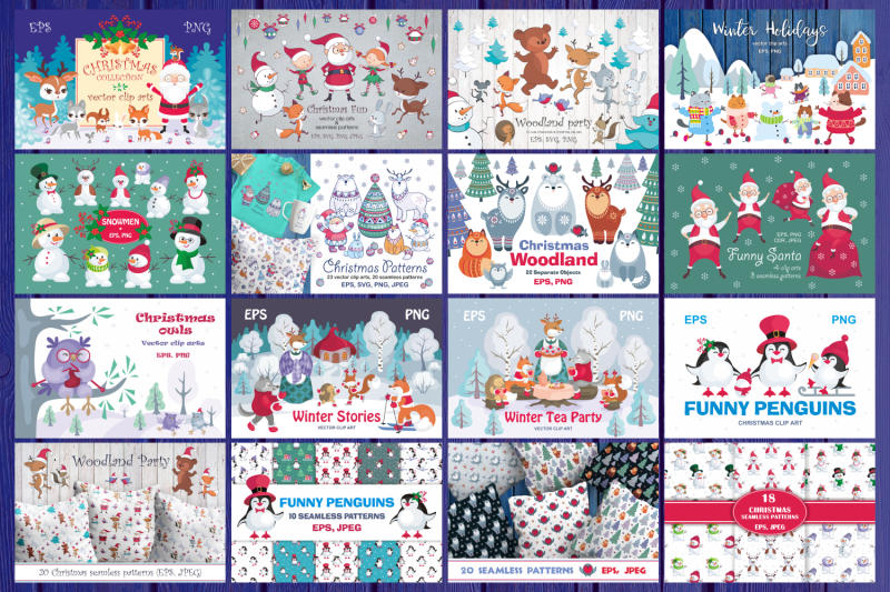 christmas-bundle-vector-cliparts-and-seamless-patterns