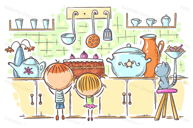 kids-are-attracted-by-the-cake-in-the-kitchen