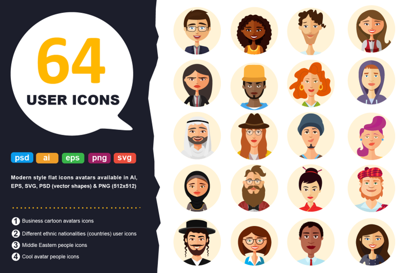 64-avatars-flat-icons-user-vector-cartoon-jewish-set
