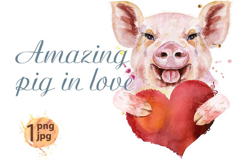 watercolor-portrait-of-pig-with-red-heart