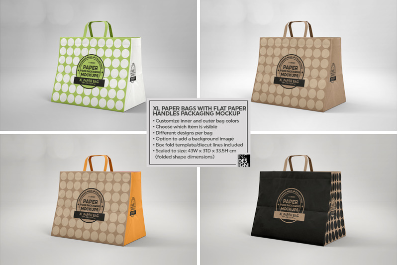 Download XL Paper Bags Flat Handles Mockup By INC Design Studio ...