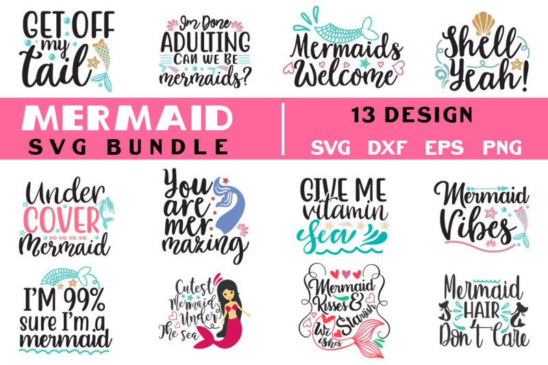 Download Mermaid Svg Bundle, T shirt Design By teewinkle | TheHungryJPEG.com