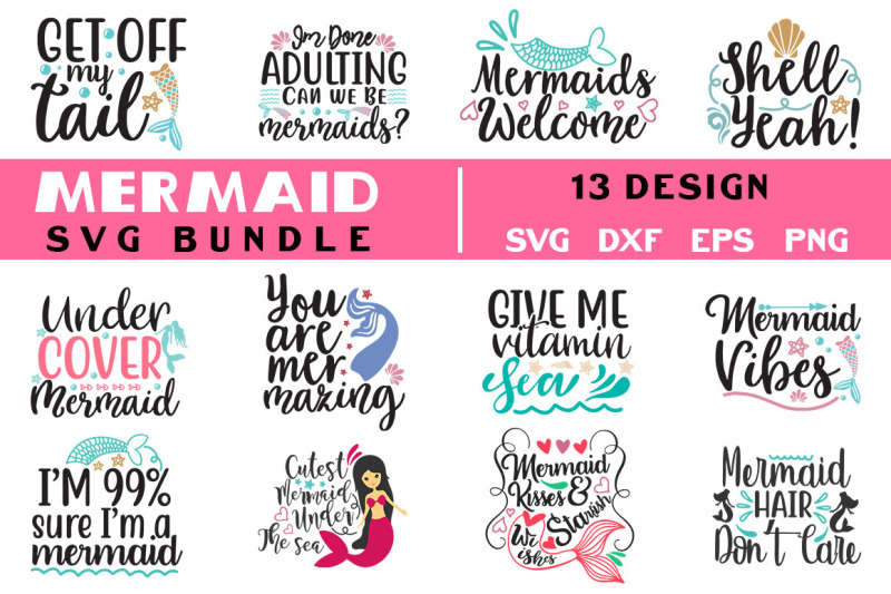 Mermaid Svg Bundle, T shirt Design By teewinkle ...