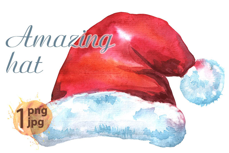 christmas-santa-red-hat-watercolor