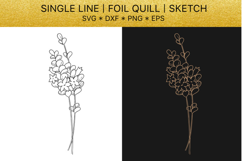 Download Foil quill SVG golden Lavender. Single line design By ...