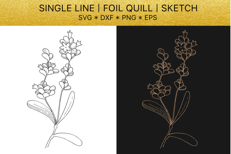 foil-quill-svg-golden-lavender-single-line-design