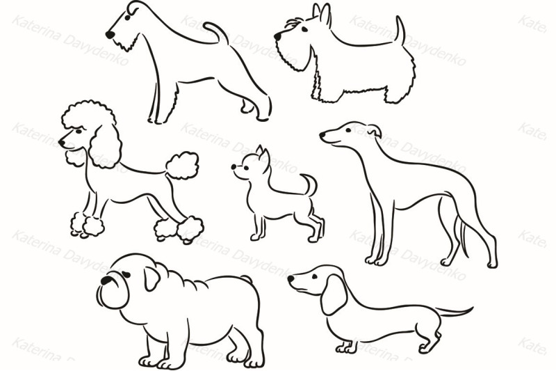 round-frame-and-set-of-cartoon-dogs-of-different-breeds