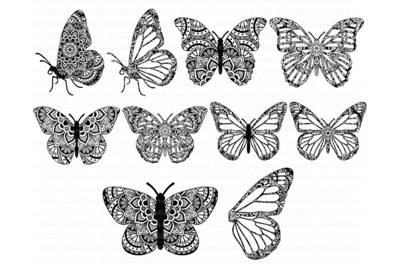 Download Mandala Butterfly SVG Zentangle Files, By Doodle Cloud ...