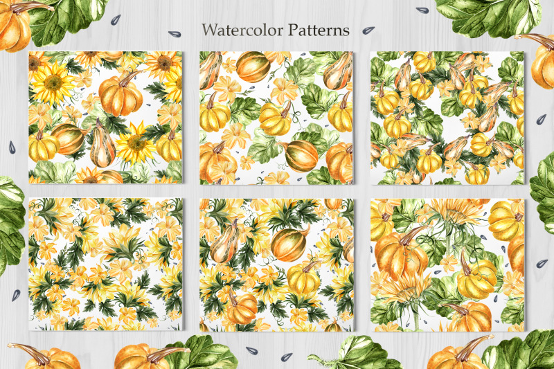watercolor-sunflower-amp-pumpkins