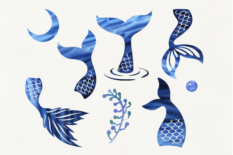 watercolor-mermaid-tailes-set