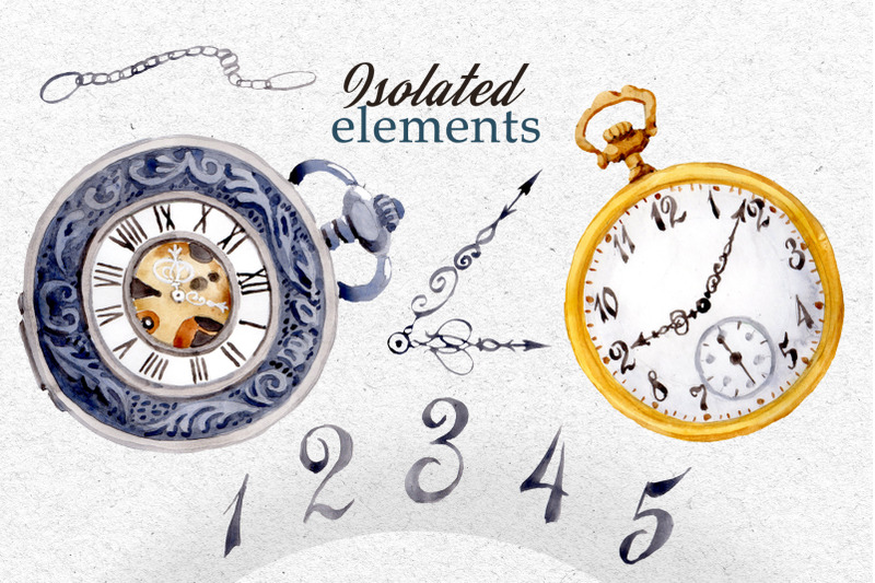 watercolor-old-clock-png-set