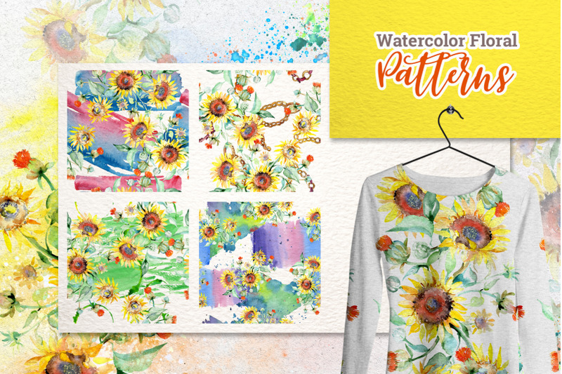 watercolor-bouquets-with-sunflowers-png