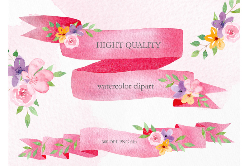 watercolor-banners-clipart-set