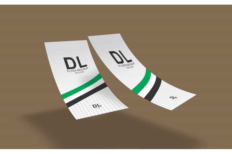 Free DL Flyer Mockup Double Sided - (3.93 x 8.26 Inch) (PSD Mockups)