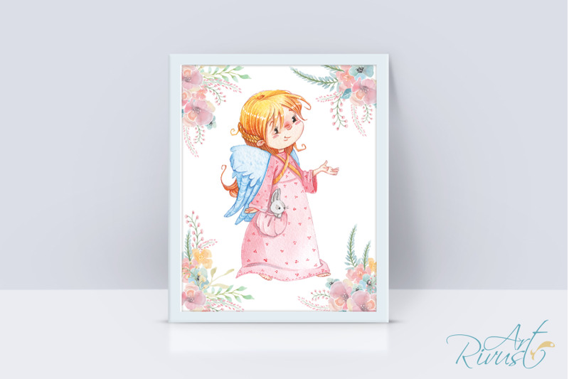cute-angel-girl-digital-nursery-prints-nursery-wall-art-baby-girl