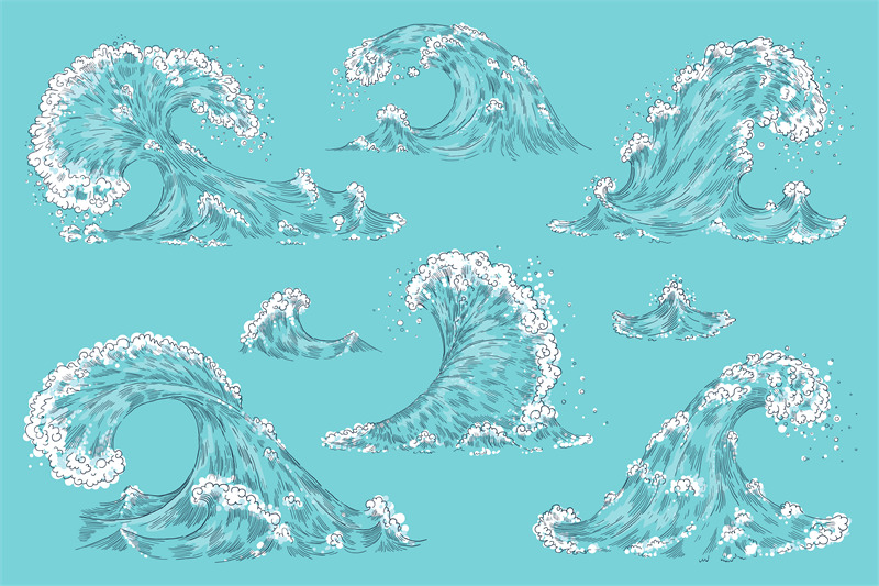 hand-drawn-ocean-wave-vintage-cartoon-storm-waves-tide-water-splash