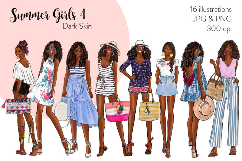 watercolor-fashion-clipart-summer-girls-4-dark-skin