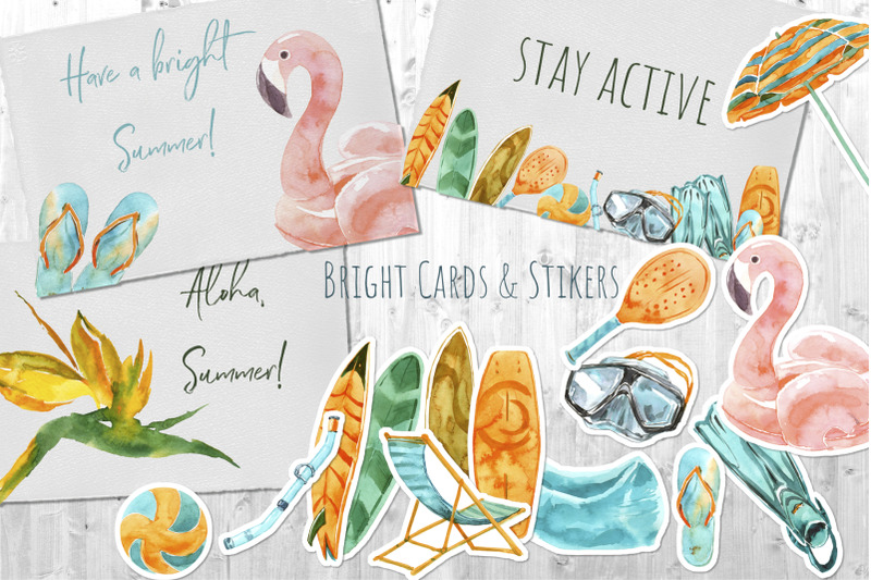 beach-activities-watercolor-collage