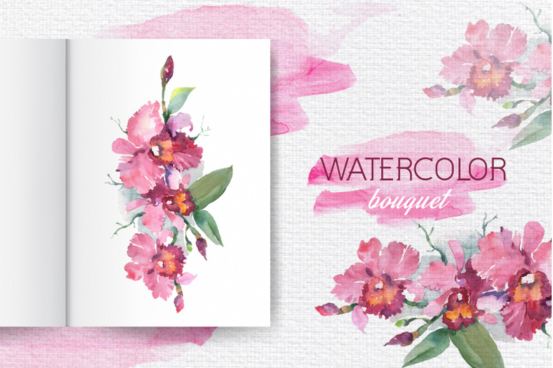 branch-of-pink-orchids-watercolor-png