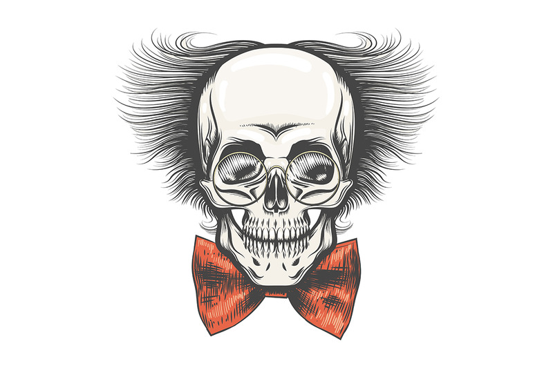 human-skull-in-professor-glasses-and-red-bow-tie