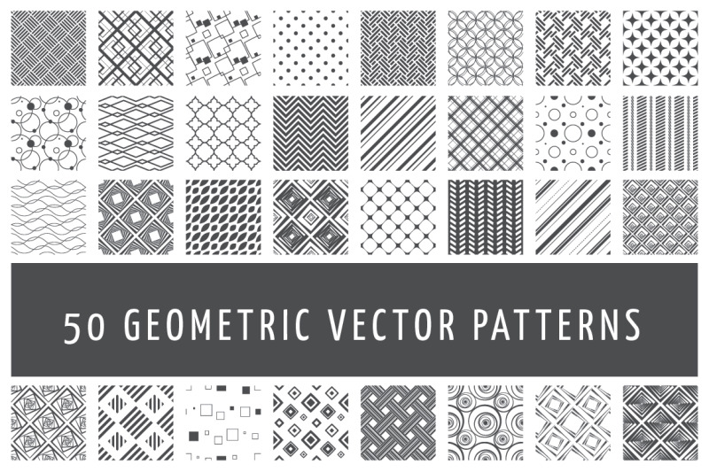 50 Vector Geometric Patterns. Abstract Seamless Patterns. By DESIGN BY