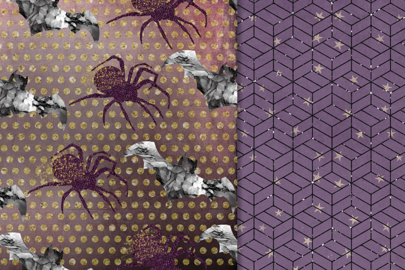 halloween-paper-pack-purple-papers-fall-digital-papers-6x6