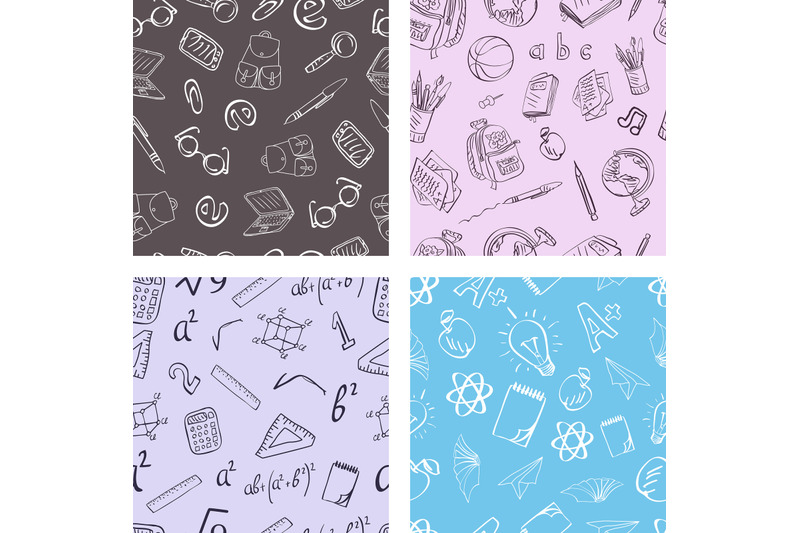 back-to-school-seamless-patterns