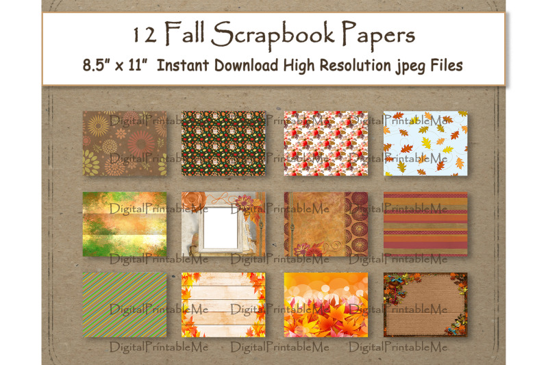 fall-digital-paper-pages-scrapbook-paper-pack-of-12-printable-shabby