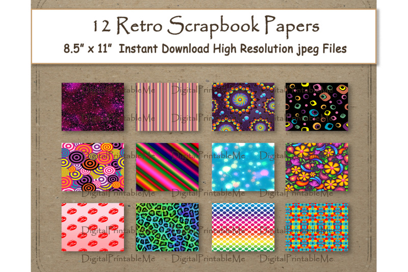 retro-digital-paper-11-quot-x-8-5-quot-patterns-colorful-pop-art-stripes-animal
