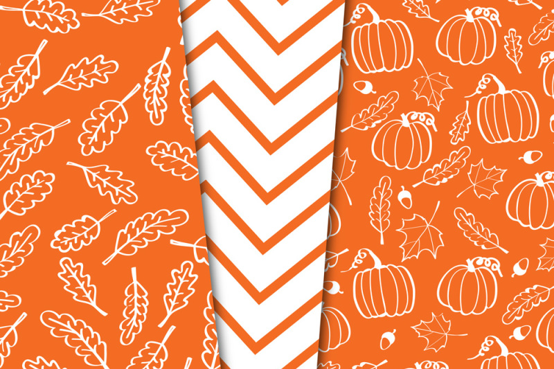 pumpkin-orange-black-and-white-fall-digital-papers-autumn-background-patterns