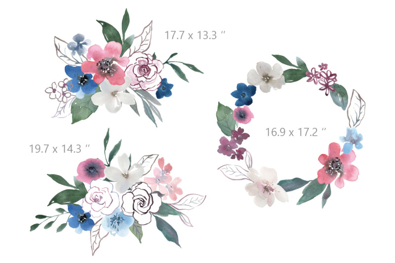 watercolor-flowers-bouquets-wreath-red-white-blue-png