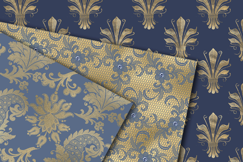 victorian-blue-and-gold-digital-paper