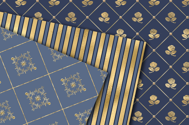 victorian-blue-and-gold-digital-paper